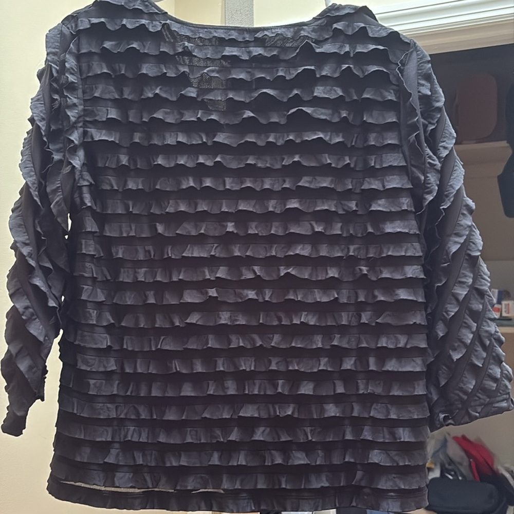 8/$20 Drapers And Damons blouse Black 3/4 Sleeve Size petite Medium textured - Picture 7 of 7